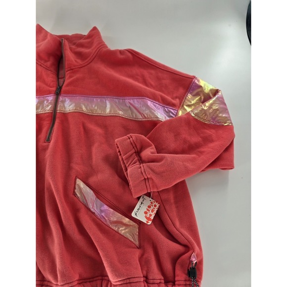 Free‎ People Oversized Away We Go Half-Zip Pullover Women's M Pink Hibiscus New - Picture 2 of 10